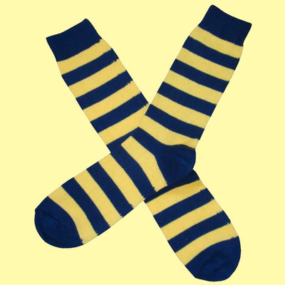 Bassin and Brown Hooped Stripe Socks - Yellow and Navy