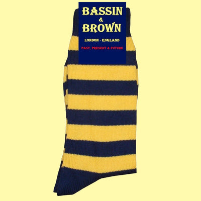 Bassin and Brown Hooped Stripe Socks - Yellow and Navy