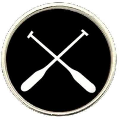 Bassin and Brown Crossed Oars Rowing Lapel Pin - Black and White