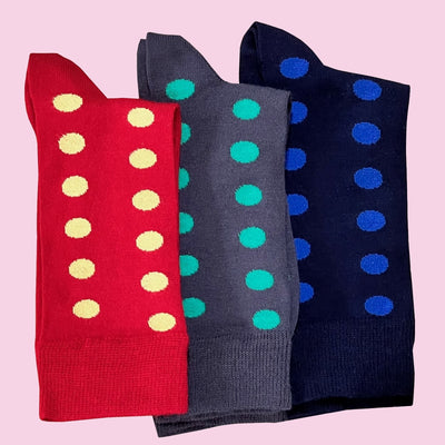 Bassin And Brown Spotted Bamboo Socks Three Pack - Red, Navy and Grey