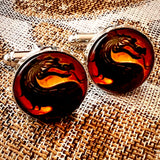 Bassin and Brown Dragon Cufflinks - Black, Gold and Red