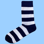 Bassin and Brown Osgood Hooped Stripe Socks - Navy and White