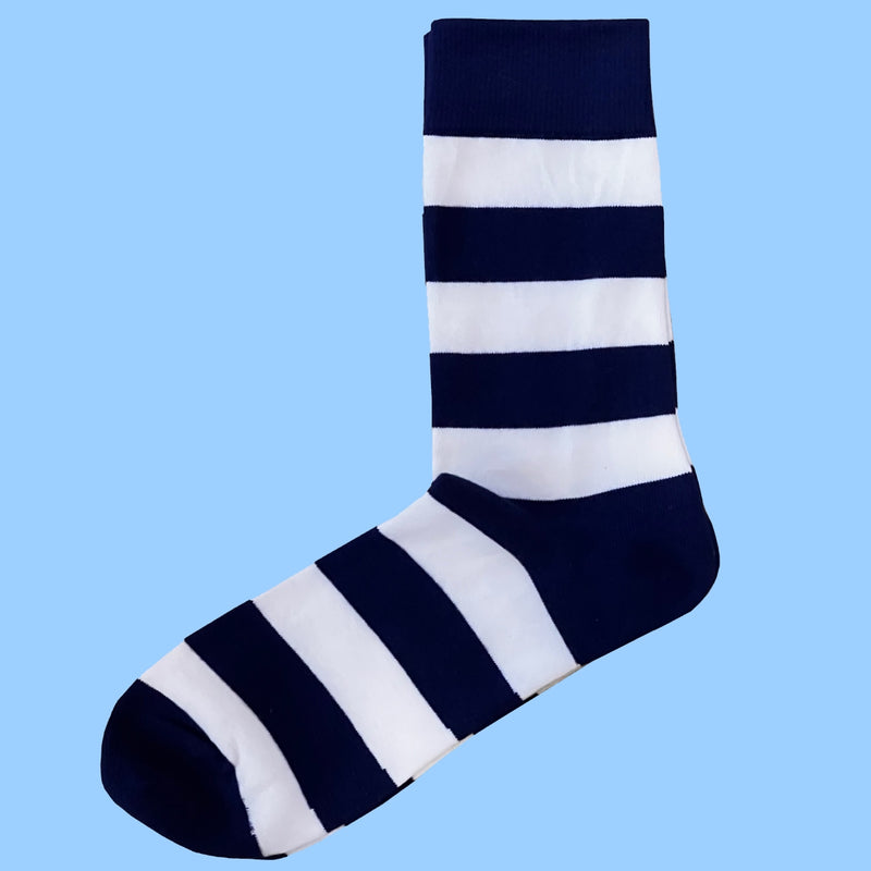 Bassin and Brown Osgood Hooped Stripe Socks - Navy and White