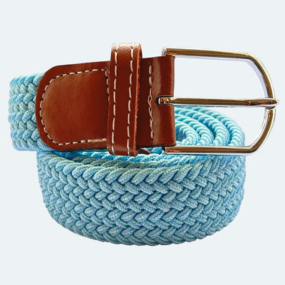 Bassin and Brown Hopley Plain Elasticated Woven Belt - Light Blue