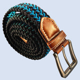 Bassin And Brown Pullar Arrow Stripe Woven Elasticated Belt - Navy and Blue