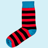 Bassin and Brown Tathame Hooped Stripe Socks - Red, Black and Blue