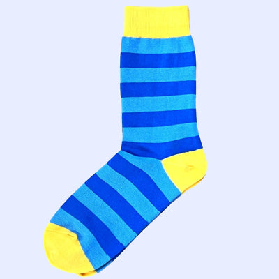 Bassin and Brown Tathame Hooped Stripe Socks - Royal Blue, Medium Blue and Yellow