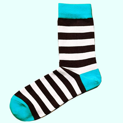 Bassin and Brown Tathame Hooped Stripe Socks - Charcoal Grey, White and Turquoise