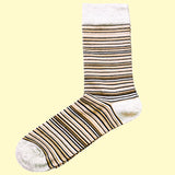 Bassin and Brown Westcotte Multi Thin Striped Socks - Beige, Fawn and Black