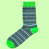 Bassin and Brown Westcotte Multi Thin Striped Socks - Green Multi Coloured