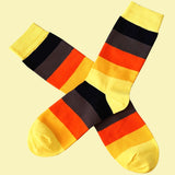 Bassin and Brown Wystan Multi Stripe Socks -Yellow, Orange, Brown, Black and Gold.