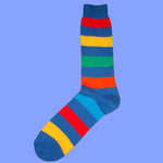 Bassin and Brown Multi Stripe Cotton Socks - Blue