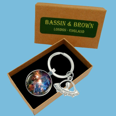 Bassin and Brown Nebula Keyring - Blue, Brown, Green and White