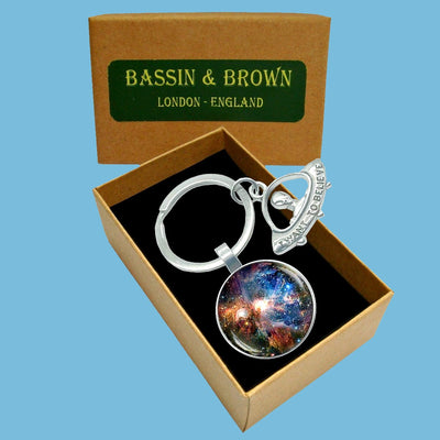 Bassin and Brown Nebula Keyring - Blue, Brown, Green and White