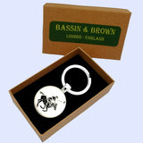 Bassin And Brown Polo Player Keyring - White and Black