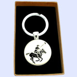 Bassin And Brown Polo Player Keyring - White and Black