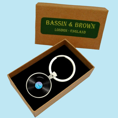 Bassin and Brown Vinyl Disc Keyring - Black and Blue